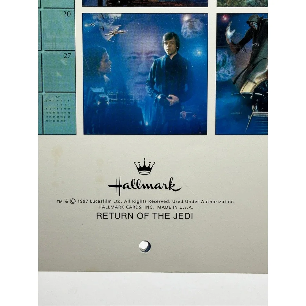 Vintage 1998 Star Wars Return of the Jedi Hallmark Wall Calendar Collectible